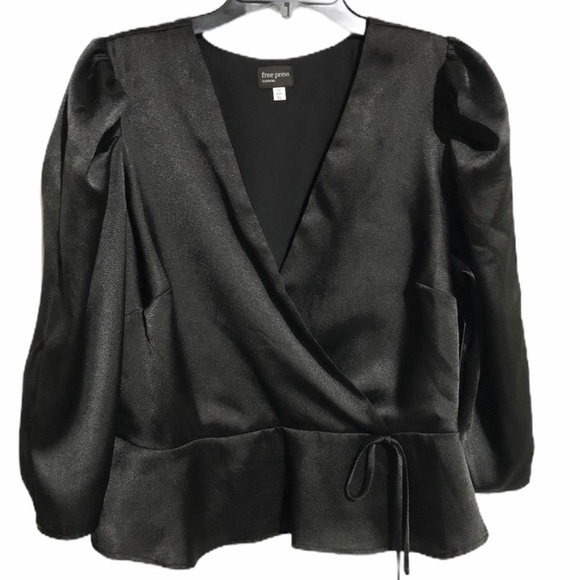 Free Press Clothing Puff sleeve wrap v neck top M - Picture 1 of 5